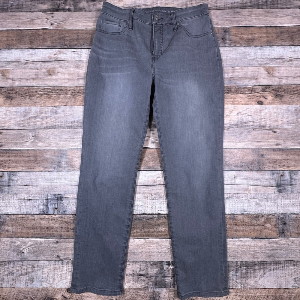Chicos So Slimming Girlfriend Slim Leg Ankle Jeans Grey Size 1R US 8R Stretch